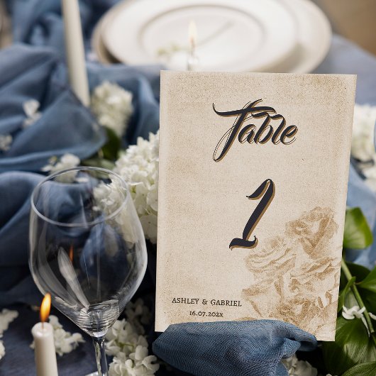 Carte élégante de numéro de table de mariage flora