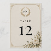 Carte élégante de numéro de table de mariage Luxe  (Devant)