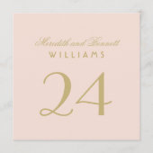 Carte élégante de numéro de table de mariage rose (Devant)