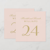Carte élégante de numéro de table de mariage rose (Devant / Derrière)
