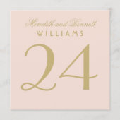 Carte élégante de numéro de table de mariage rose (Devant)