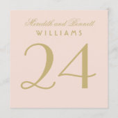 Carte élégante de numéro de table de mariage rose (Dos)