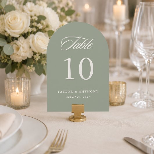 Carte élégante de numéro de table de mariage Simpl