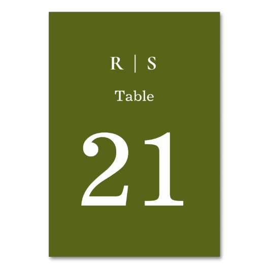 Carte élégante de numéro de table de mariage vert (Par défaut)