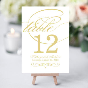Carte élégante de numéro de table en calligraphie