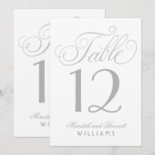 Carte élégante de numéro de table en calligraphie (Devant / Derrière)
