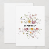 Carte élégante de numéro de table florale (Devant / Derrière)