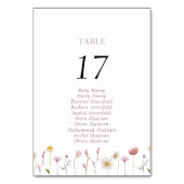 Carte élégante de numéro de table florale (Dos)