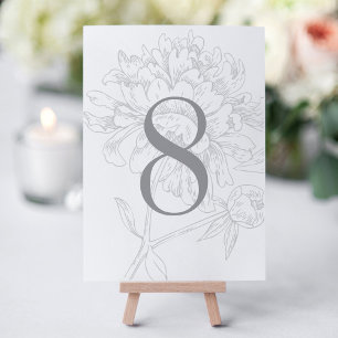 Carte élégante de numéro de table florale aux pivo