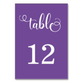 Carte élégante de numéro de table violet (Dos)