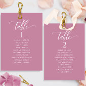 Carte élégante de plan de siège rose avec nom d'hô
