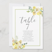 Carte élégante de plan de table de mariage aux fle (Devant)