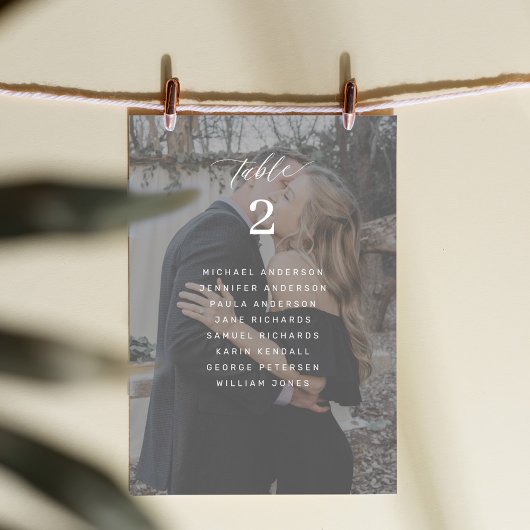 Carte élégante de plan de table de mariage avec ph