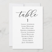 Carte élégante de plan de table de mariage en écri (Devant)