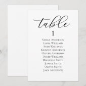 Carte élégante de plan de table de mariage en écri (Devant / Derrière)