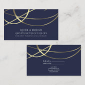 Carte élégante de référence ami de couleur or feui (Devant / Derrière)