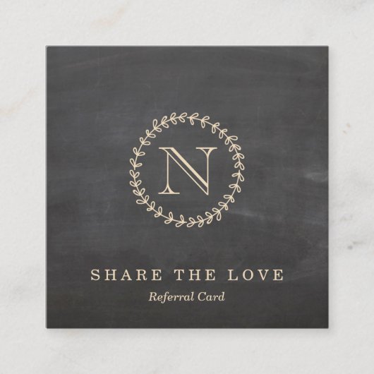 Carte élégante de référence de carré de monogramme (Devant)