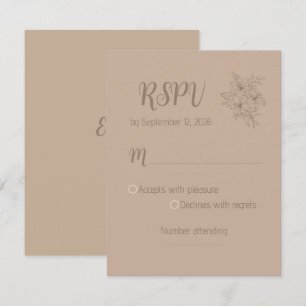 Carte élégante de réponse beige florale pour maria