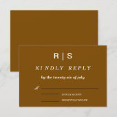 Carte élégante de réponse de mariage avec monogram (Devant / Derrière)