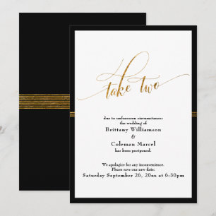 Carte Élégante de Report de Mariage Rayure Noire e