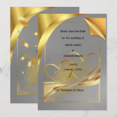 Carte Élégante de Save the Date en Or | Mariage de (Devant / Derrière)