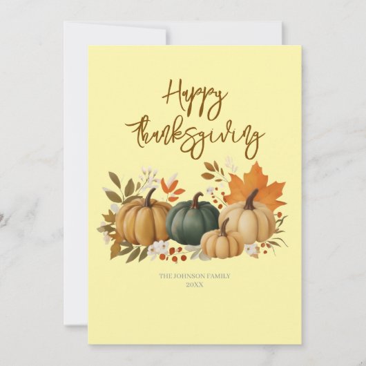 Carte élégante de Thanksgiving d'automne (Devant)