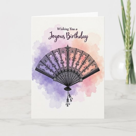Carte élégante d'éventail d'anniversaire (Devant)