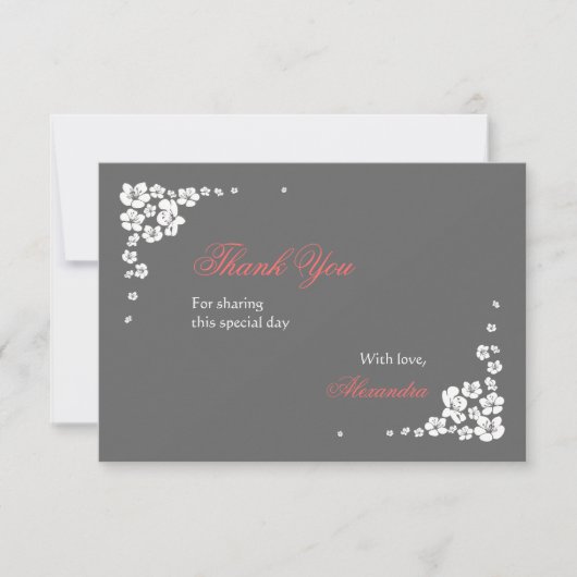 Carte élégante du Merci 3.5x5 de jeune mariée (Devant)