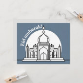 Carte Elégante et simple de l'Aïd Moubarak (Devant/Arrière en situation)