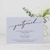 Carte élégante et simple de mariage reporté bleu p (Debout devant)