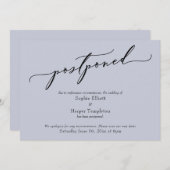 Carte élégante et simple de mariage reporté bleu p (Devant / Derrière)