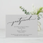 Carte élégante et simple de report de mariage gris (Debout devant)