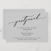 Carte élégante et simple de report de mariage gris (Devant / Derrière)