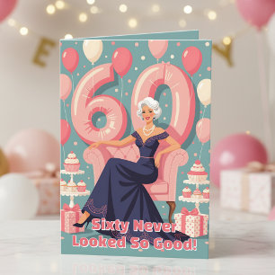 Carte Élégante femme glamour 60e anniversaire Salutation