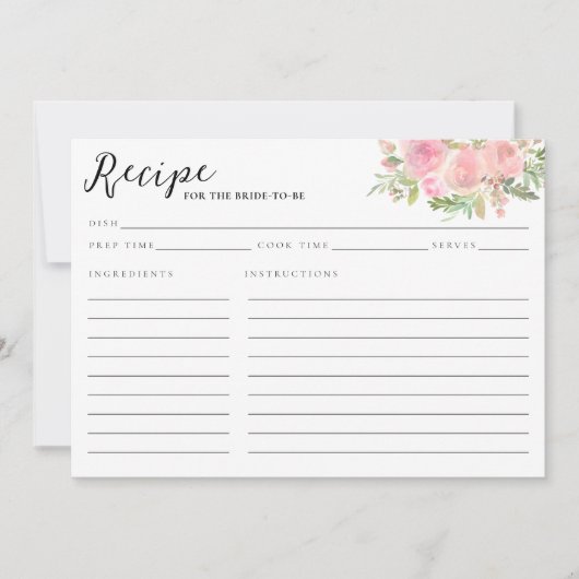 Carte Elégante Fête des mariées d'aquarelle rose pâle (Devant)