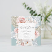 Carte élégante Fête des mariées fleurie bohème bleu d'hi (Debout devant)