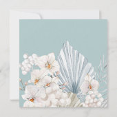 Carte élégante Fête des mariées fleurie bohème bleu d'hi (Dos)