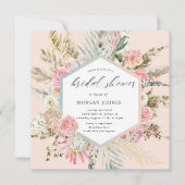 Carte Élégante Fête des mariées florale Bohème Blush (Devant)
