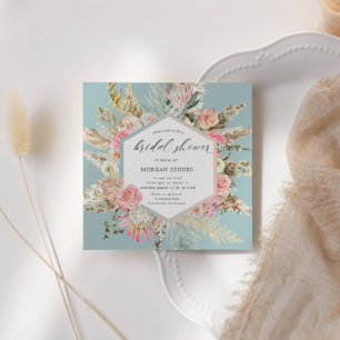 Carte Élégante Fête des mariées florale Bohème Blush
