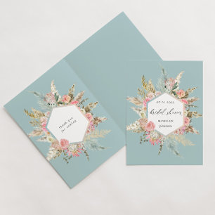 Carte Élégante Fête des mariées florale Bohème Blush