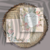 Carte Élégante Fête des mariées florale Bohème Blush