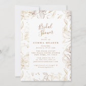 Carte Elégante Fête des mariées Florale Faux Gold (Devant)