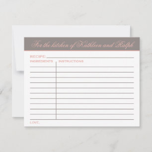 Carte Elégante Fête des mariées rose gris chaud Recette