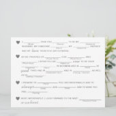 Carte Élégante Fête des mariées Vows jeu d'improvisation (Debout devant)