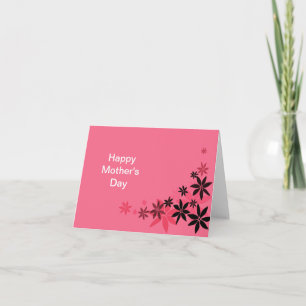 Carte Élégante fête des mères feuilles aux fleurs roses