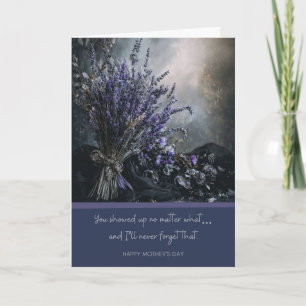 Carte Élégante Fête des Mères Lavande Foncé Floral dépri
