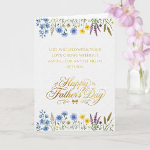 Carte Élégante Fête des Pères Papa Fleur Sauvage Or
