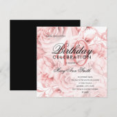 Carte Elégante fête du 40e anniversaire Floral Rose Gold (Devant / Derrière)