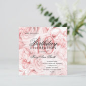 Carte Elégante fête du 40e anniversaire Floral Rose Gold (Debout devant)