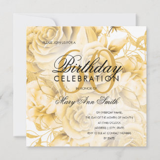 Carte Élégante fête du 60e anniversaire Floral Gold